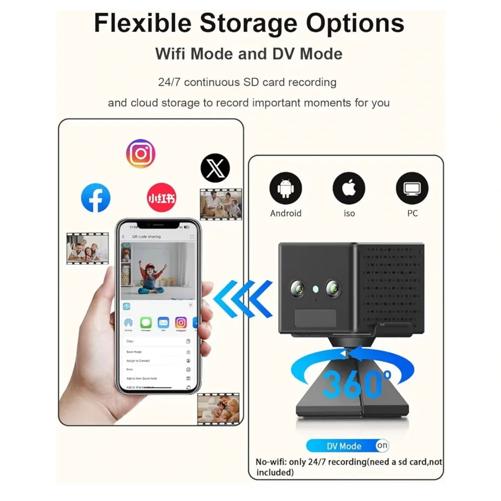 Baby Monitor, Nanny Cam with Night Vision, AI Motion Detection,